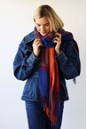 BIG CHECK SCARF - pumpkin bl